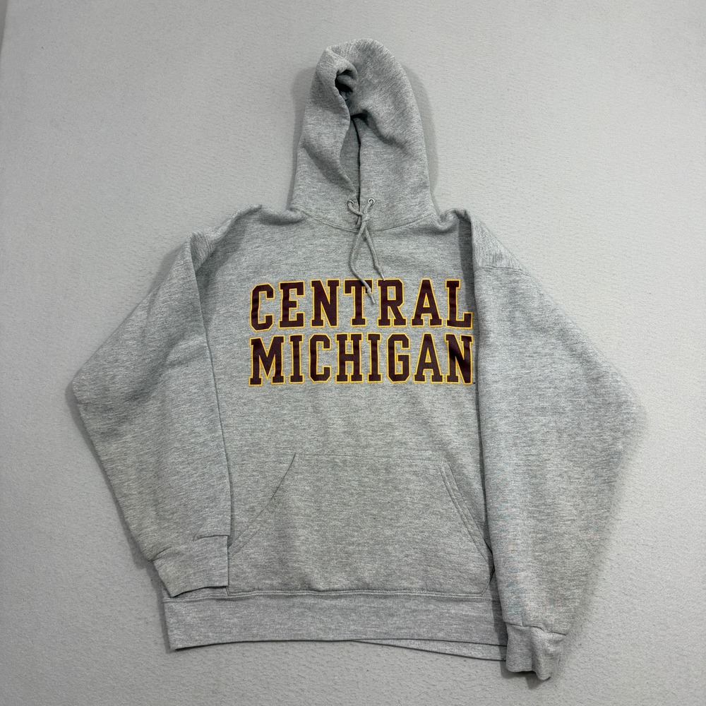 Vintage Cotton Exchange Hoodie Large Gray Central Michigan Chippewas Pullover